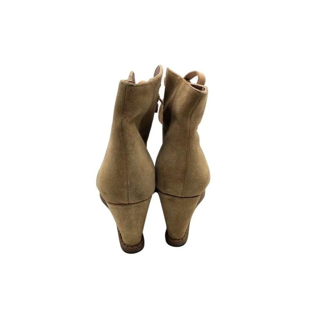 Kate Spade Women's Saundra Suede Wedge Ankle Boots‎ Shoes Size 9.5 Beige